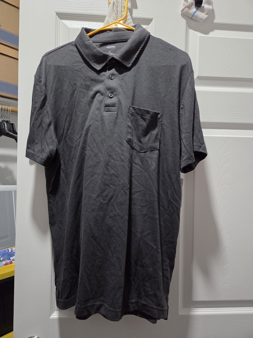Men's Dark Grey Polo Shirt with Chest Pocket - Classic Casual